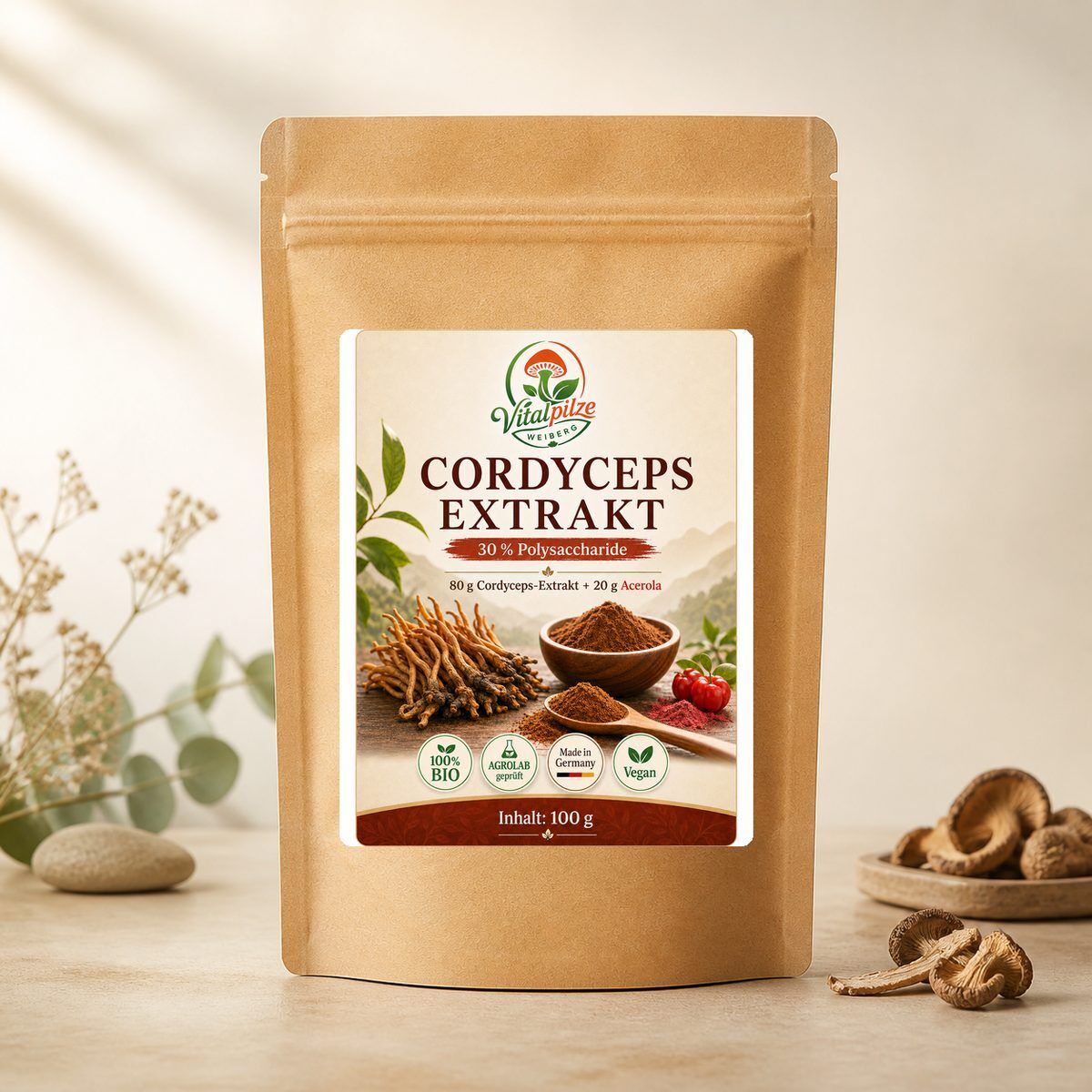 Original Weiberg Cordyceps Extrakt-Bio-Pulver 100g